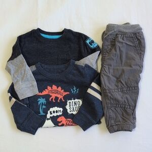 oshkosh b'gosh 3 piece shirt & joggers bundle lot 6-9 months baby boy